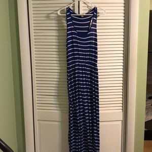 Blue and white maxi dress